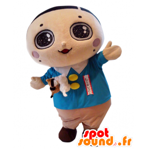Mascotte Morne papà, ragazzino vestito blu e beige - MASFR25993 - Yuru-Chara mascotte giapponese