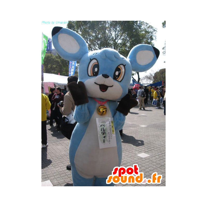Mascot Verdi blauw konijn met grote oren - MASFR25995 - Yuru-Chara Japanse Mascottes