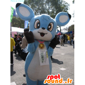 Coelho azul mascote Verdi com orelhas grandes - MASFR25995 - Yuru-Chara Mascotes japoneses