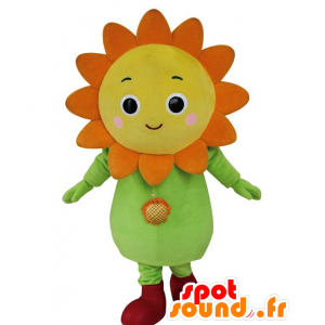Mascot Himawari, auringonkukka keltainen, oranssi ja vihreä - MASFR25996 - Mascottes Yuru-Chara Japonaises
