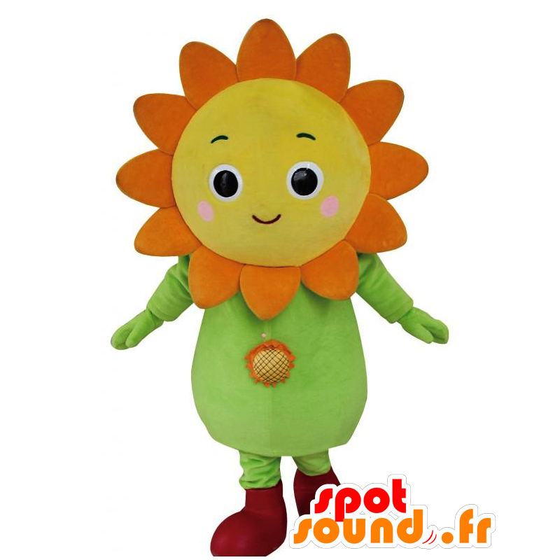 Mascot Himawari, sunflower yellow, orange and green - MASFR25996 - Yuru-Chara Japanese mascots