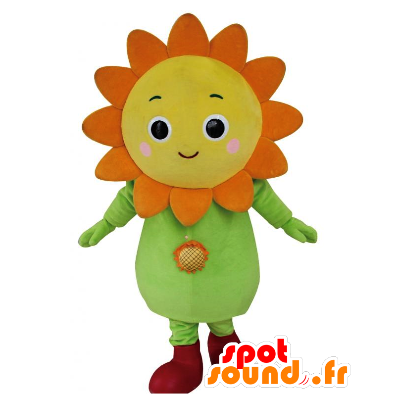 Mascot Himawari, auringonkukka keltainen, oranssi ja vihreä - MASFR25996 - Mascottes Yuru-Chara Japonaises