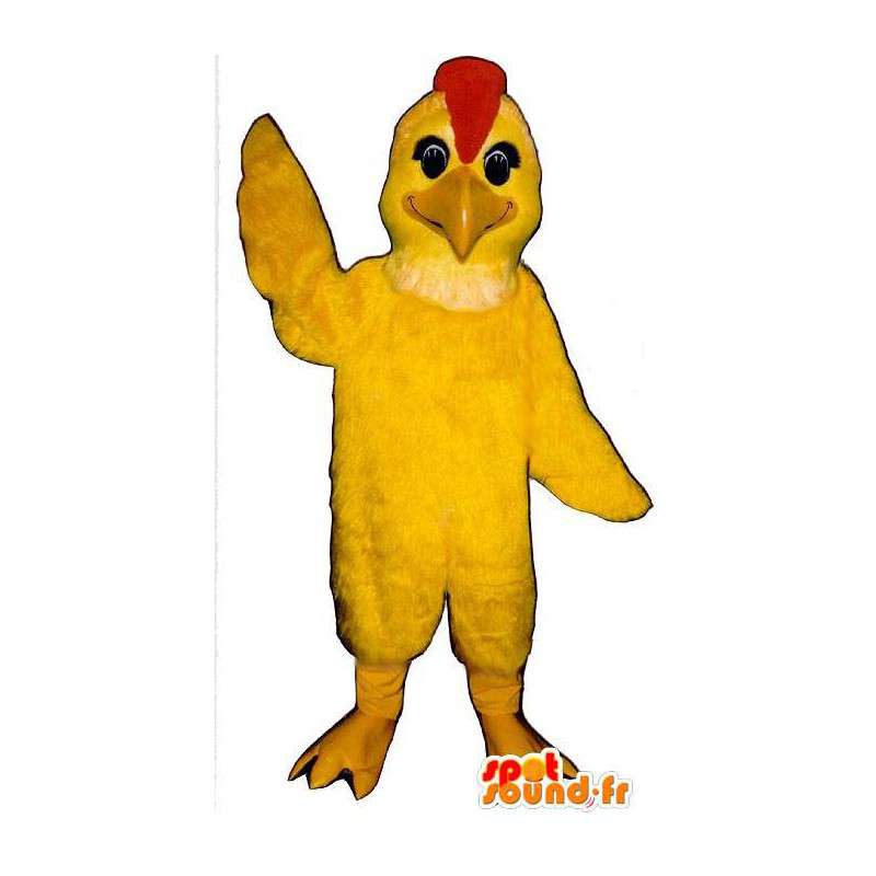 Yellow bird mascot with a red crest - MASFR006853 - Mascot of birds