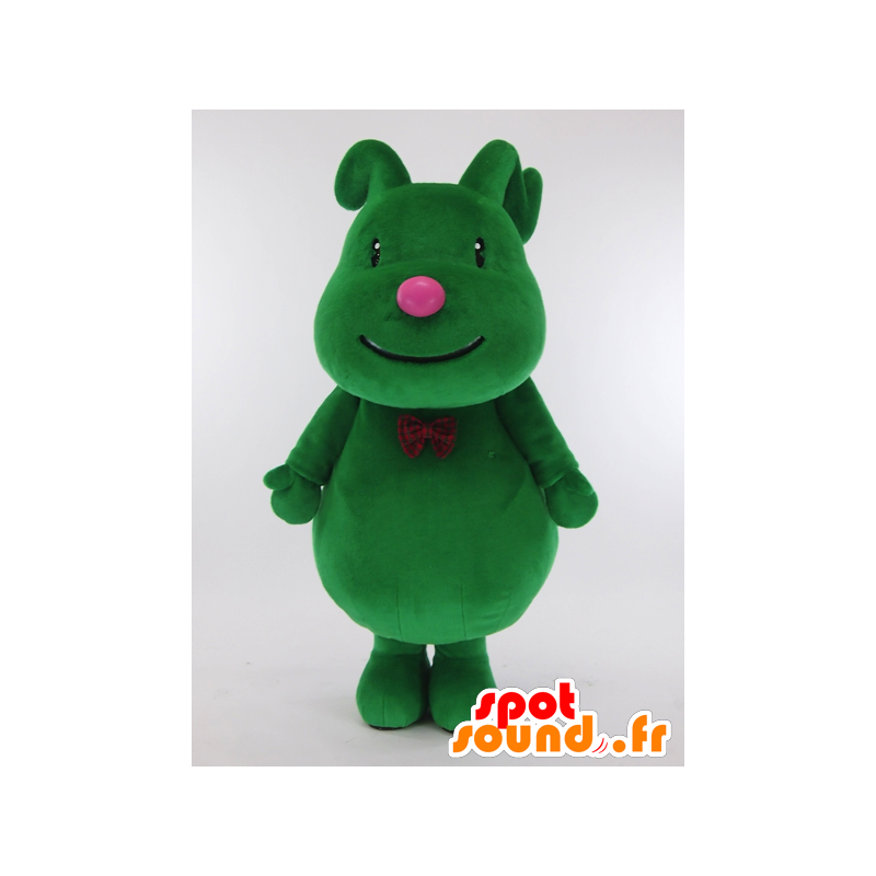 Nicky mascotte, coniglio verde con un arco cravatta rossa - MASFR26000 - Yuru-Chara mascotte giapponese