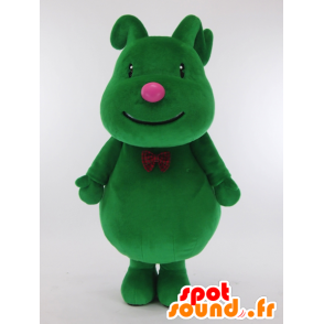 Mascotte de Nicky, lapin vert avec un noeud papillon rouge - MASFR26000 - Mascottes Yuru-Chara Japonaises