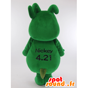 Mascotte de Nicky, lapin vert avec un noeud papillon rouge - MASFR26000 - Mascottes Yuru-Chara Japonaises