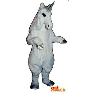 Witte eenhoorn mascotte. Unicorn Costume - MASFR006855 - uitgestorven dieren Mascottes