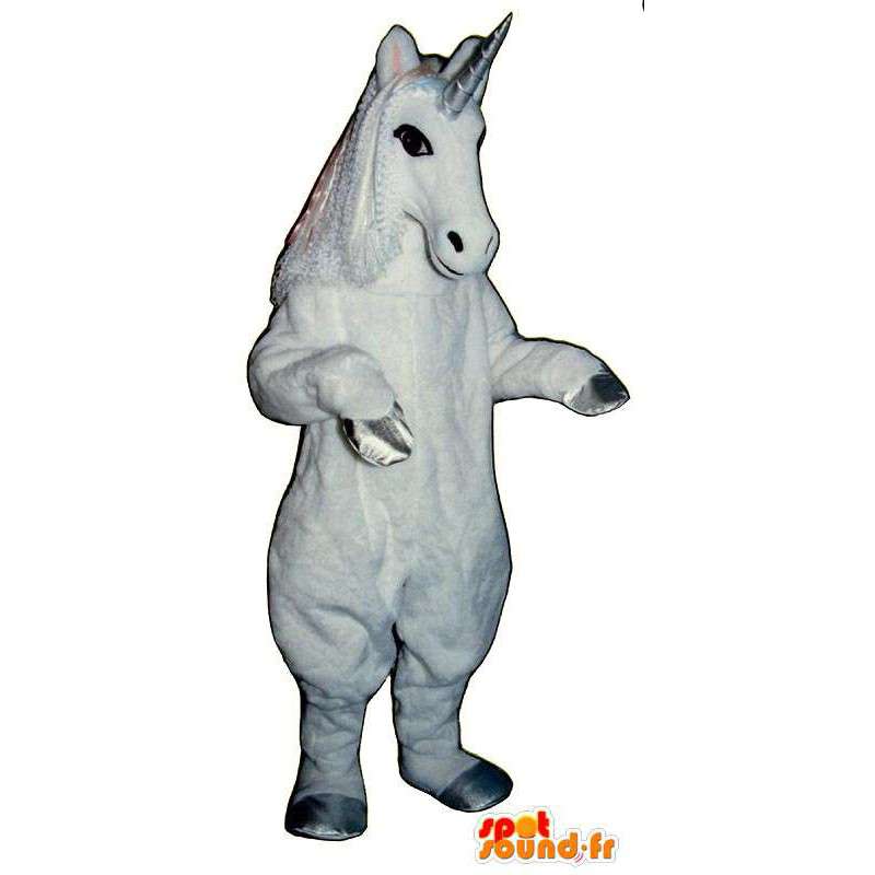Valkoinen yksisarvinen maskotti. Unicorn Costume - MASFR006855 - Mascottes animaux disparus