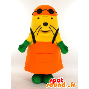 Maskotti Mall-Kun, keltainen merileijona pukeutunut puutarhuri - MASFR26004 - Mascottes Yuru-Chara Japonaises