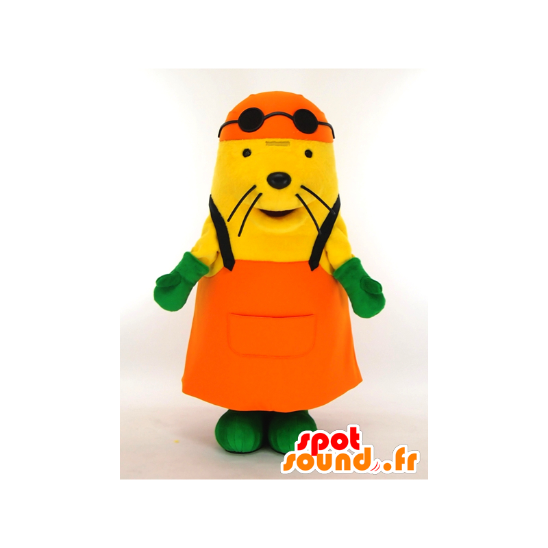 Mascot Mall-Kun, leão marinho amarelo jardineiro vestido - MASFR26004 - Yuru-Chara Mascotes japoneses