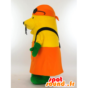 Mascotte de Mall-Kun, otarie jaune en tenue de jardinier - MASFR26004 - Mascottes Yuru-Chara Japonaises