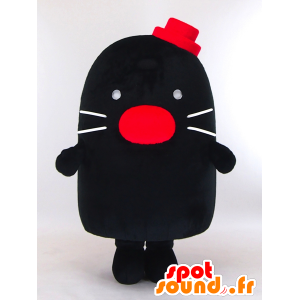 Degimo Maskottchen, ein kleiner schwarzer Maulwurf mit einem roten Hut - MASFR26005 - Yuru-Chara japanischen Maskottchen