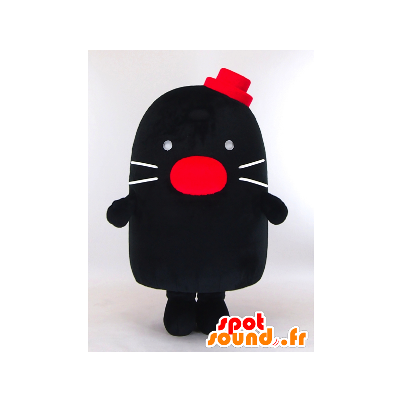 Degimo Maskottchen, ein kleiner schwarzer Maulwurf mit einem roten Hut - MASFR26005 - Yuru-Chara japanischen Maskottchen