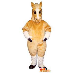 Mascot amarillento yegua y blanco. Disfraz de caballo - MASFR006856 - Caballo de mascotas