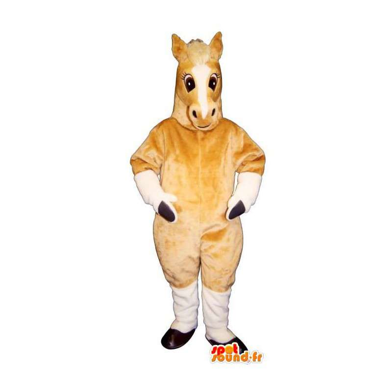 Mare beige og hvid hoppe. Heste kostume - Spotsound maskot