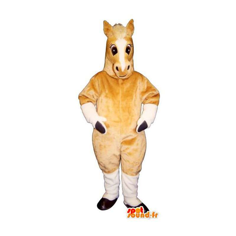 Mascot bege e égua branca. Costume cavalo - MASFR006856 - mascotes cavalo