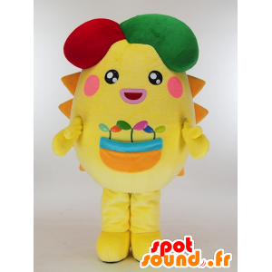 Sol Mascot Hapisu com uma boina vermelha e verde - MASFR26012 - Yuru-Chara Mascotes japoneses