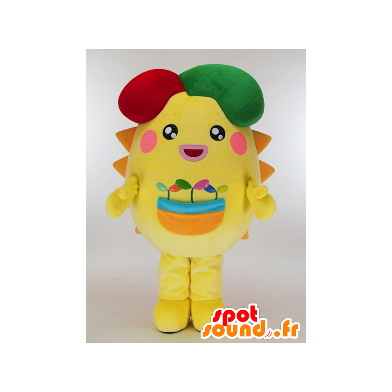 Mascotte de Hapisu, soleil avec un béret rouge et vert - MASFR26012 - Mascottes Yuru-Chara Japonaises