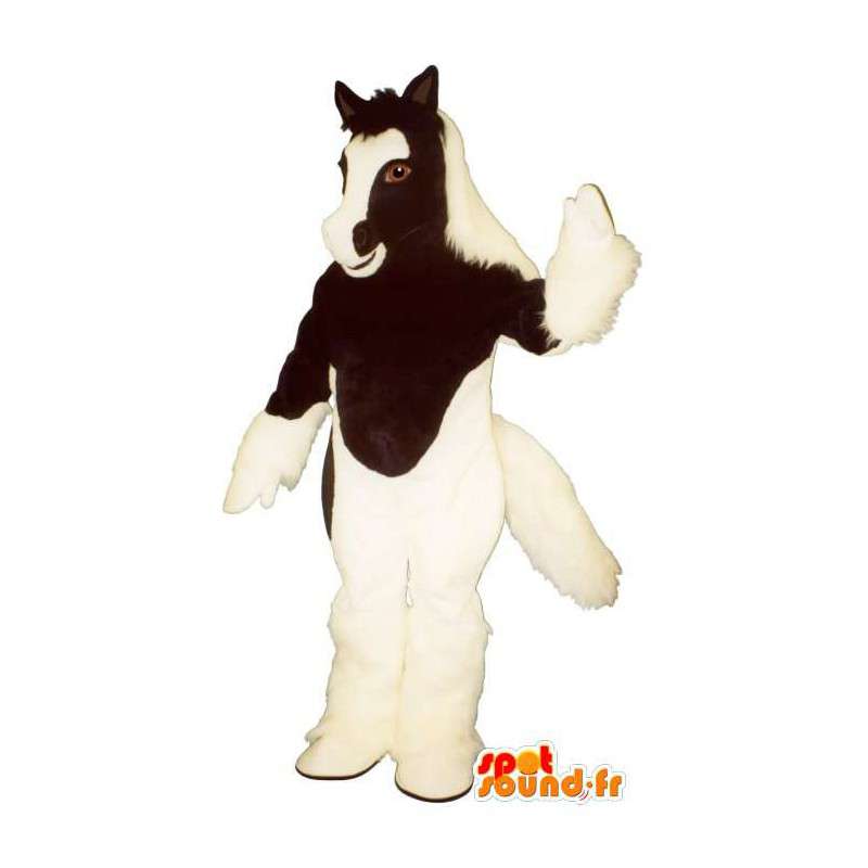 Bruin en wit paard mascotte - Klantgericht Costume - MASFR006858 - Horse mascottes