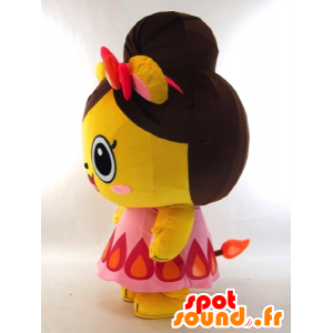 Gasumai mascotte, ragazza con un vestito rosa - MASFR26016 - Yuru-Chara mascotte giapponese