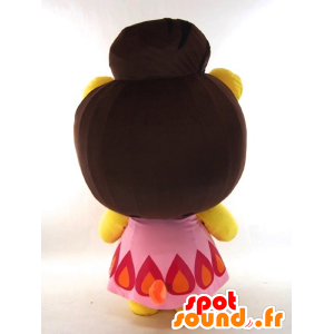 Mascotte de Gasumai, fillette avec une robe rose - MASFR26016 - Mascottes Yuru-Chara Japonaises