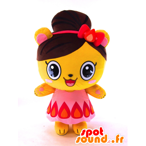Mascot Gasumai, tyttö vaaleanpunainen mekko - MASFR26016 - Mascottes Yuru-Chara Japonaises