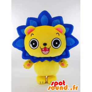 Mascot Gasuma kun, leão amarelo com uma juba azul - MASFR26017 - Yuru-Chara Mascotes japoneses