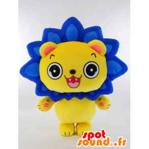 Gasuma kun mascotte, leone giallo con una criniera blu - MASFR26017 - Yuru-Chara mascotte giapponese