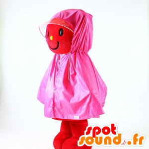 Lyserød regnfrakke til maskotten - Spotsound maskot kostume
