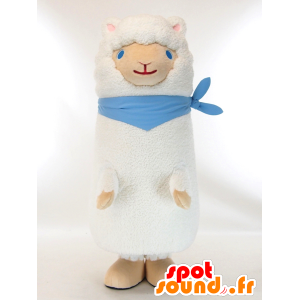 Andy mascotte, pecore bianche con una sciarpa blu - MASFR26022 - Yuru-Chara mascotte giapponese