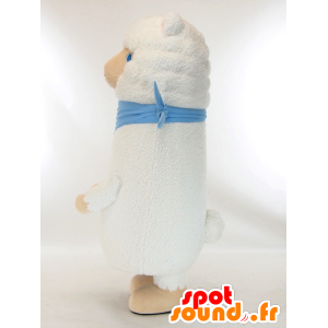 Andy Maskottchen, weiße Schafe mit einem blauen Schal - MASFR26022 - Yuru-Chara japanischen Maskottchen