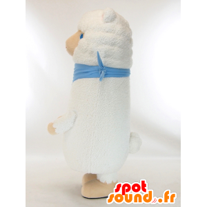 Maskotti Andy valkoinen lammas sininen huivi - MASFR26022 - Mascottes Yuru-Chara Japonaises
