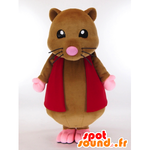 赤いジャケットを着た茶色のネズミのマスコット-MASFR26024-日本のゆるキャラのマスコット