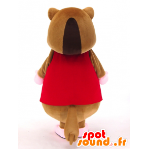 Mascotte de souris marron avec une veste rouge - MASFR26024 - Mascottes Yuru-Chara Japonaises