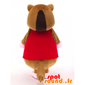 Brown Maus Maskottchen mit einer roten Jacke - MASFR26024 - Yuru-Chara japanischen Maskottchen