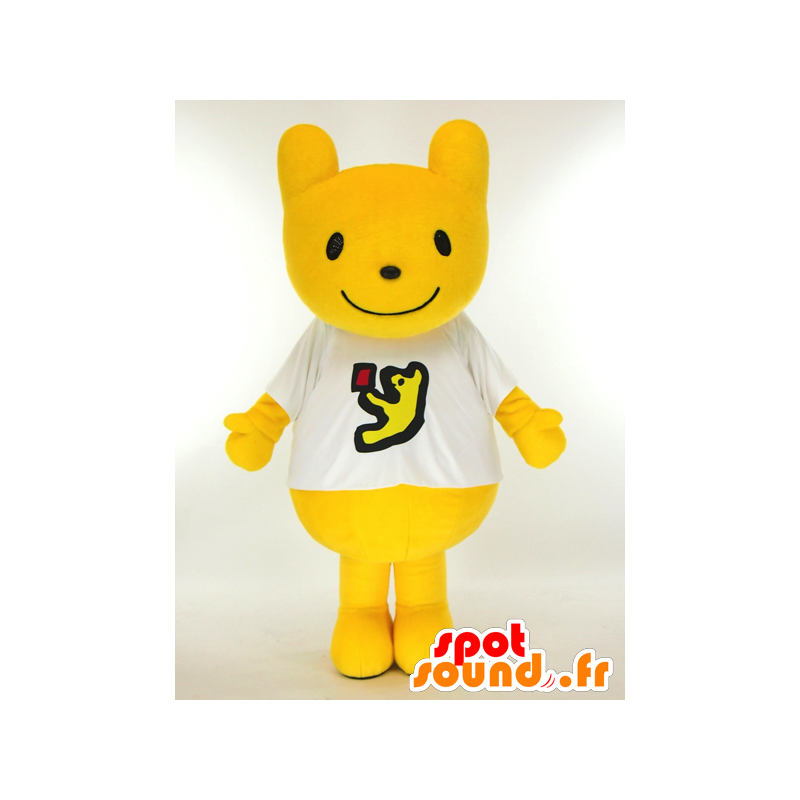 マグちゃんのマスコット、黄色いテディベア-MASFR26025-日本のゆるキャラのマスコット