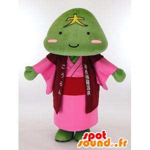 Mascot Gora, grün mit einem japanischen Buchstaben auf dem Kopf - MASFR26026 - Yuru-Chara japanischen Maskottchen