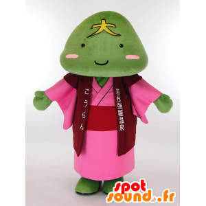 Mascotte de Gora, verte avec une lettre japonaise sur la tête - MASFR26026 - Mascottes Yuru-Chara Japonaises