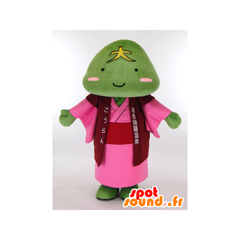 Mascot Gora, verde con una letra japonesa en la cabeza - MASFR26026 - Yuru-Chara mascotas japonesas