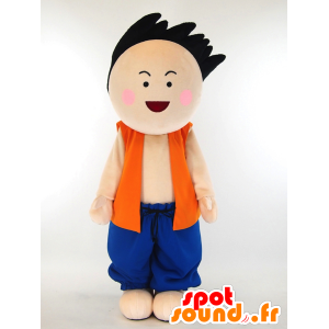 Mascot Hoihoiku, lapsi yllään sininen mekko ja oranssi - MASFR26027 - Mascottes Yuru-Chara Japonaises