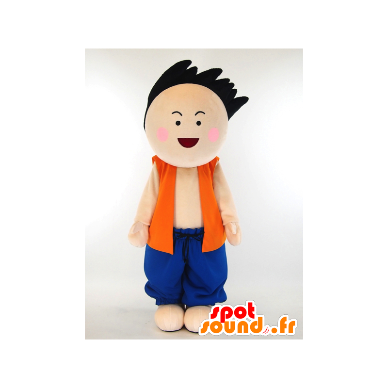 Hoihoiku mascotte, bambino che indossa un abito blu e arancione - MASFR26027 - Yuru-Chara mascotte giapponese