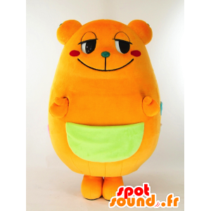 Maskot Mikarun oranžové medvěd s kapsou a křídla - MASFR26028 - Yuru-Chara japonské Maskoti