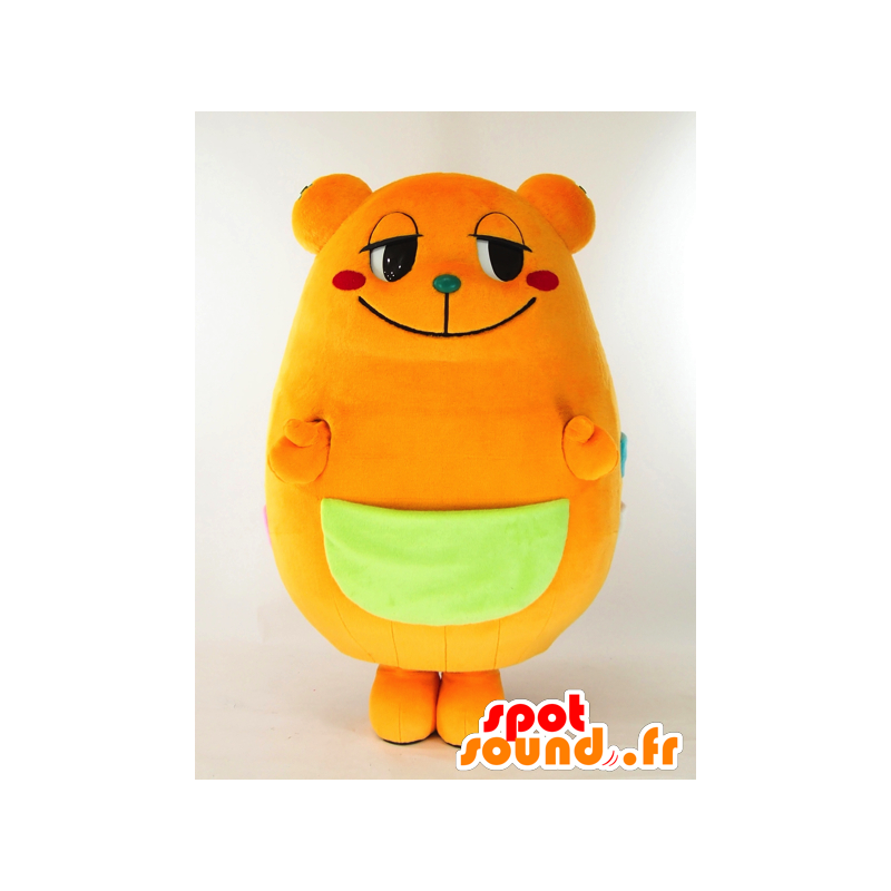 Mascotte de Mikarun, ours orange avec une poche et des ailes - MASFR26028 - Mascottes Yuru-Chara Japonaises