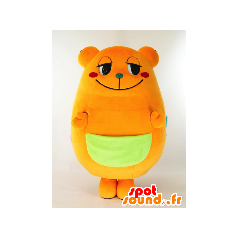 Mascot Mikarun oransje bjørn med en lomme og vinger - MASFR26028 - Yuru-Chara japanske Mascots