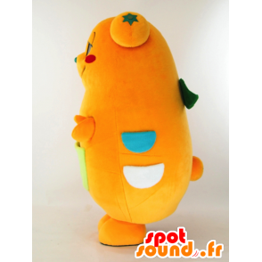 Mascot Mikarun oranssi karhu taskuun ja siivet - MASFR26028 - Mascottes Yuru-Chara Japonaises