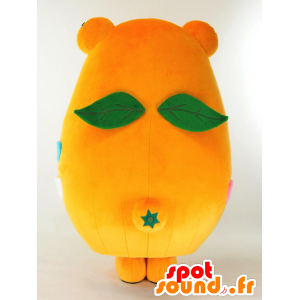 Mascot Mikarun oranje beer met een zak en vleugels - MASFR26028 - Yuru-Chara Japanse Mascottes