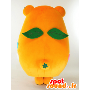 Mascotte de Mikarun, ours orange avec une poche et des ailes - MASFR26028 - Mascottes Yuru-Chara Japonaises