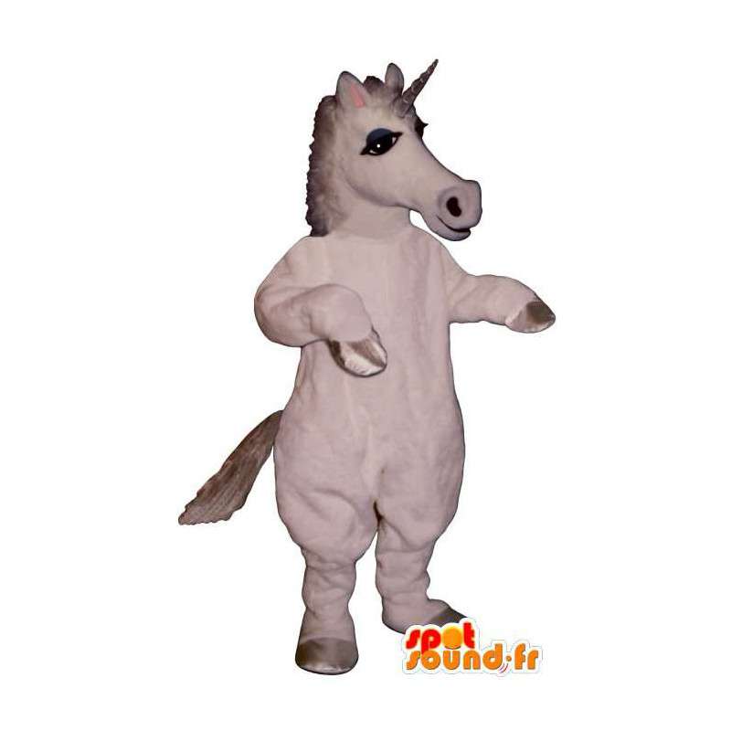 Weiß Einhorn-Maskottchen. Einhorn-Kostüm - MASFR006864 - Fehlende tierische Maskottchen Weiß Einhorn-Maskottchen. Einhorn-Kostüm - MASFR006864 - Fehlende tierische Maskottchen