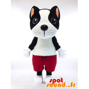 Mascota Kiyatsuchi, perro blanco y negro con una bermuda roja - MASFR26034 - Yuru-Chara mascotas japonesas