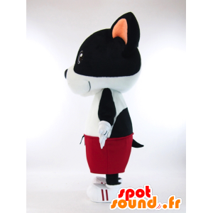 Kiyatsuchi mascotte, cane bianco e nero con un bermuda rosso - MASFR26034 - Yuru-Chara mascotte giapponese